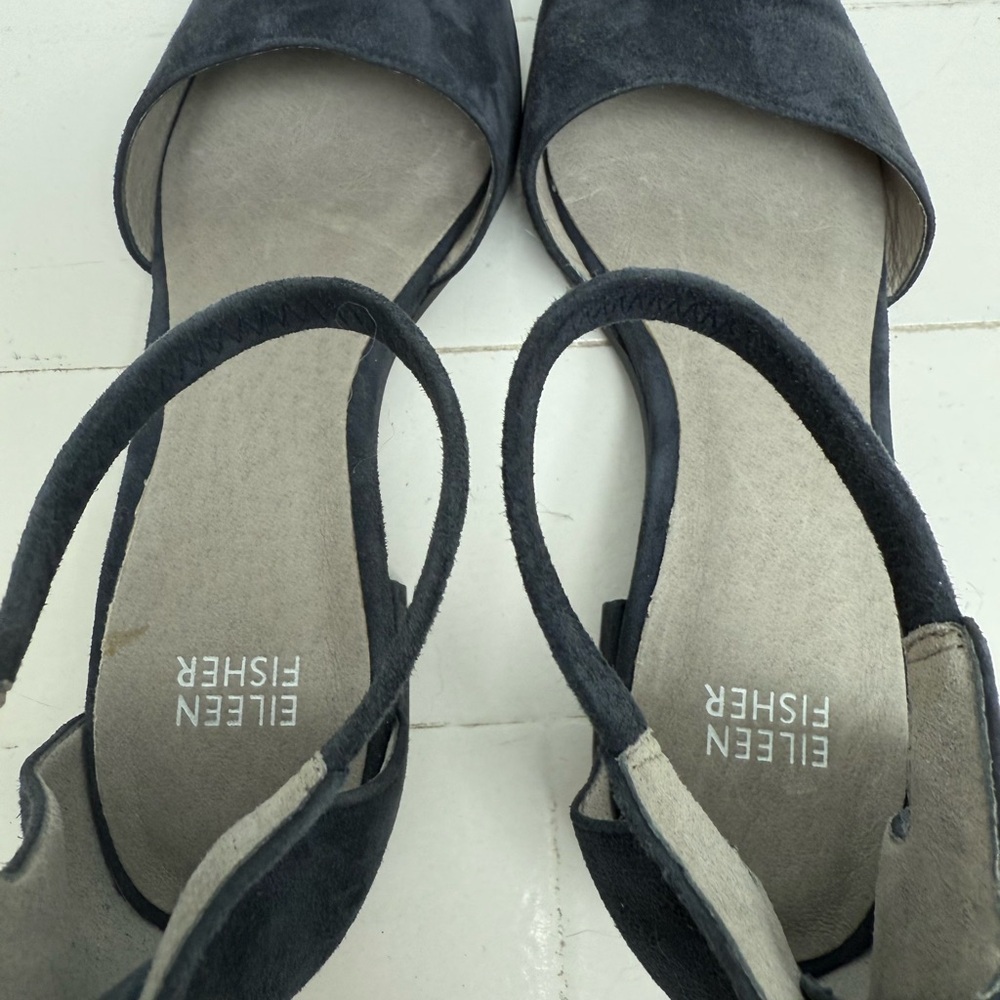 NWOT Eileen Fisher Navy Suede Women's Shoes - Picture 5 of 11